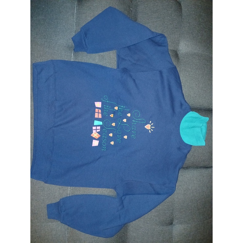 Vintage Garment Graphics Christmas Sweatshirt Large USA Made Mock Neck Holiday - Picture 2 of 7